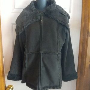 Suede faux fur jacket